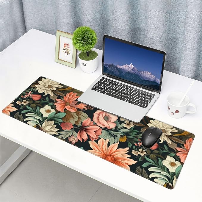 Japanese Floral Aesthetic Flowers Gaming Mouse Pad, Large Mouse Pad - Image 2