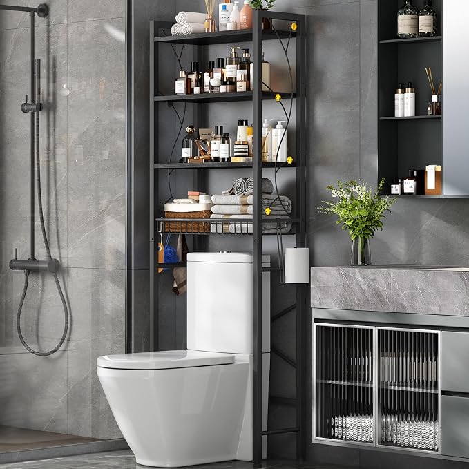Over-The-Toilet Storage Rack, 4-Tier Bathroom Organizer Shelf Over Toilet by SalakitaHome