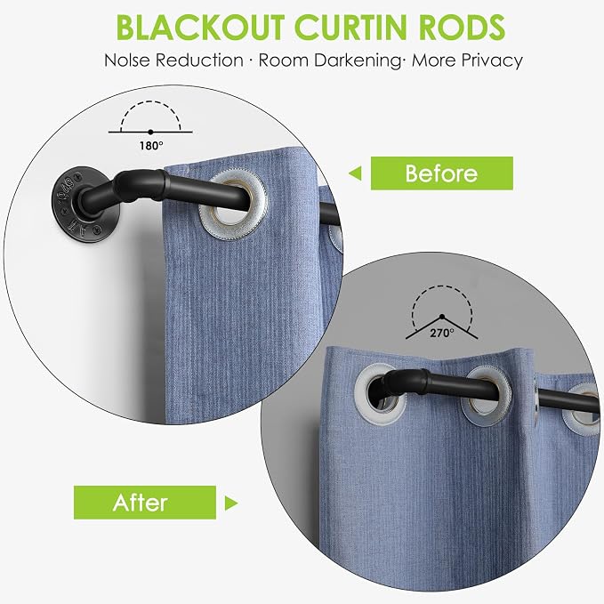 1-inch Black Curtain Rod, 32-168 inch, Industrial Duct Rod, Indoor/Outdoor - Image 3