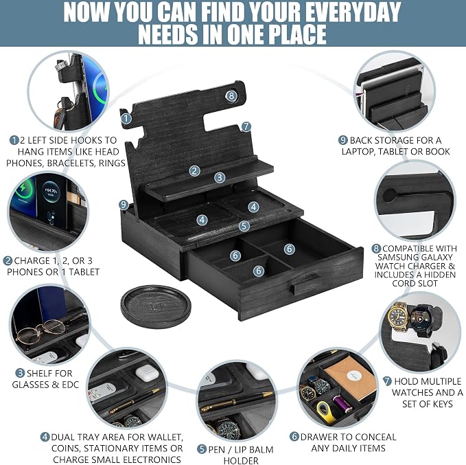 Black Wood Phone Docking Station - Image 3