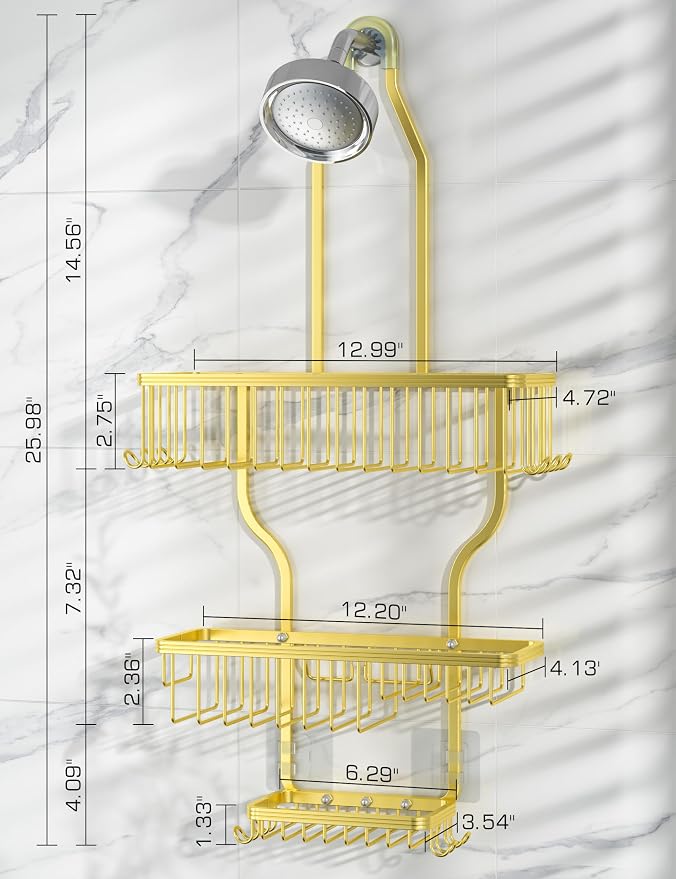 YASONIC Shower Caddy Over Shower Head Never Rust Aluminum Large Hanging Shower - Image 8