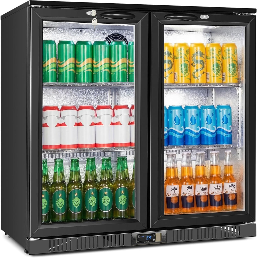 35.4" 7.4 Cu. Ft. Back Bar Cooler, 2 Glass Door Beverage Fridge