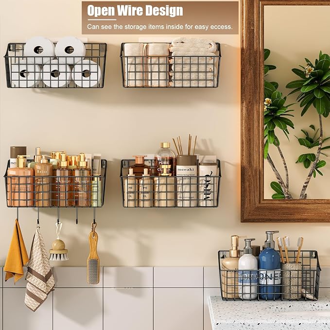 2 Pack Wall Hanging Baskets for Organizing, Large Metal Wire Basket - Image 5