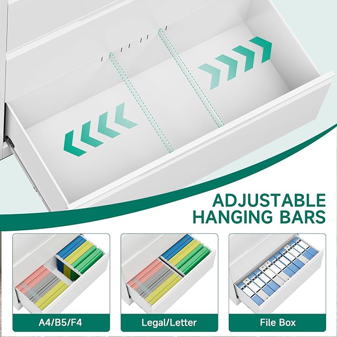 Filing Cabinet with Lock, Lateral File Cabinets 3 Drawer Metal Wide Filing - Image 3
