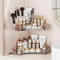 2-Tier Corner Bathroom Counter Organizer with Top Toothbrush