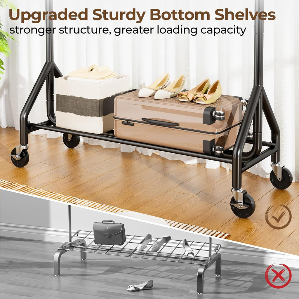 HYSEYY Heavy Duty Clothes Rack Load 450 LBS, Metal Garment Rack