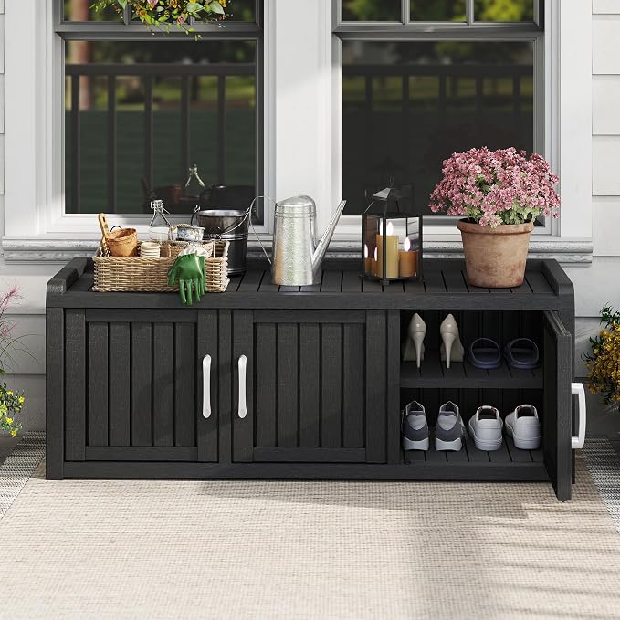 KAMABOKO Outdoor Shoe Storage Cabinet Waterproof UV-Resistant, Entryway Storage - Image 2