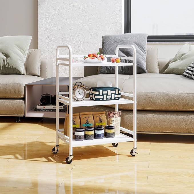 HDANI 3 Tier Rolling Cart Shelves, Heavy Duty Multifunctional Metal - Image 6