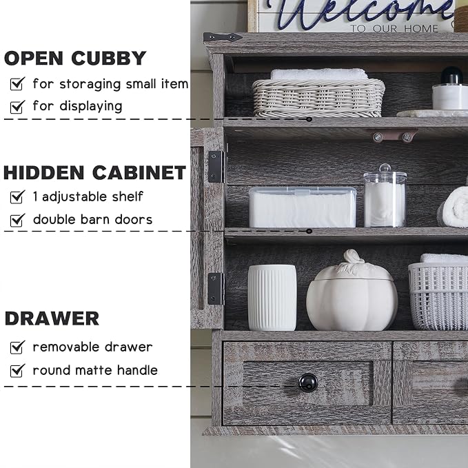 ACCOHOHO Bathroom Wall Cabinet, Farmhouse Medicine Cabinet, Adjustable Shelf - Image 3