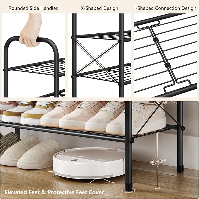 Hoctieon 5 Tier Mesh Style Shoe Rack, Entryway Shoe Shelf, Shoe Storage - Image 7