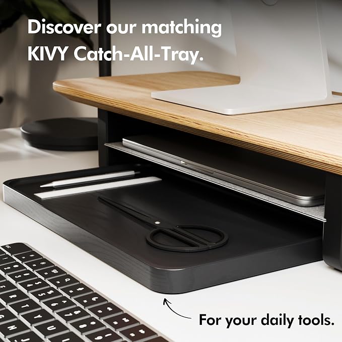 KIVY Dual Monitor Riser With Integrated Metal Shelf - Image 8