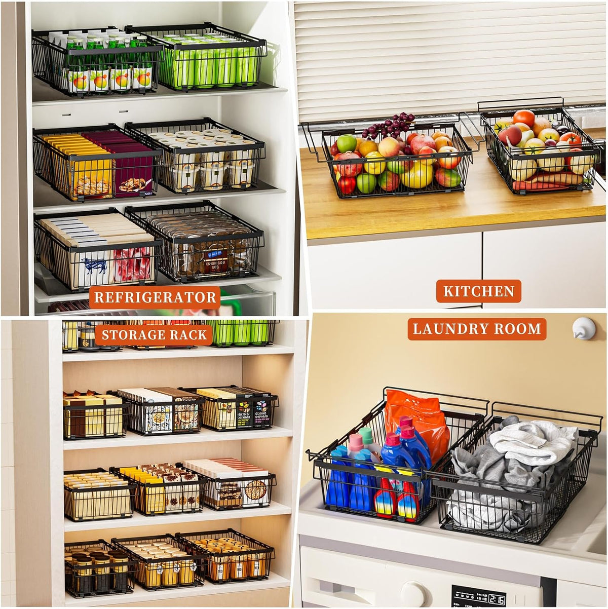 Hanging Freezer Organizer Bins for 5 to 20 Cu.Ft,Leak-Proof