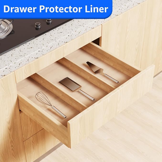 PABUSIOR Clear Cabinet Shelf Liner: Waterproof Bathroom Drawer Mat 17.7 x 96 - Image 3
