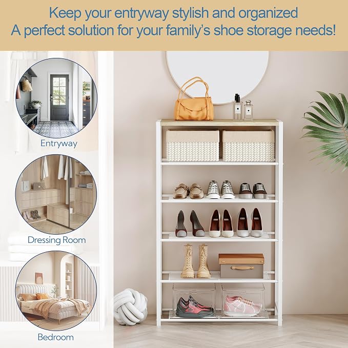 Yusong Shoe Rack Organizer, 6 Tier Industrial Shoe Storage Shelf, Narrow Sturdy - Image 5