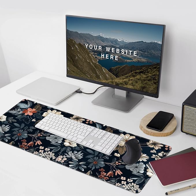Dark Flower Large Mouse Pad, Gaming Keyboard Desk Pad, Extended Mouse Mat - Image 6