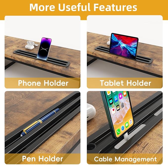 Dual Monitor Stand Riser with 2 Drawers - Image 5