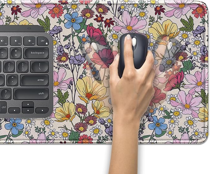 Colorful Flowers Mouse Pad, Large Floral Mousepad Desk Pad - Image 5