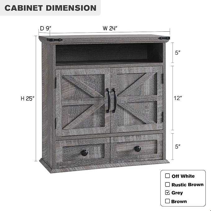 ACCOHOHO Bathroom Wall Cabinet, Farmhouse Medicine Cabinet, Adjustable Shelf - Image 2