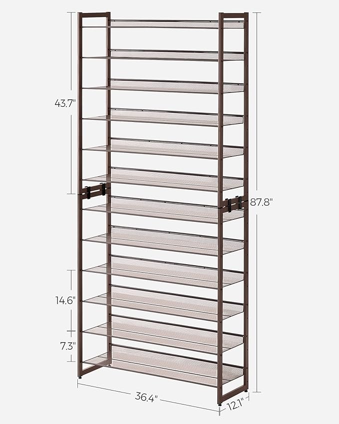 SONGMICS Shoe Rack, 12-Tier Shoe Organizer, Metal Rack - Image 3