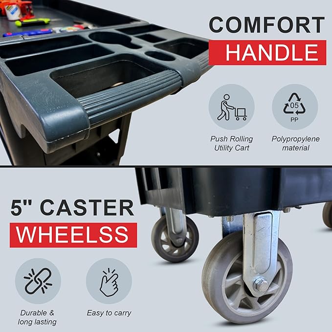 Heavy Duty Rolling Utility Service PP Cart - Image 2