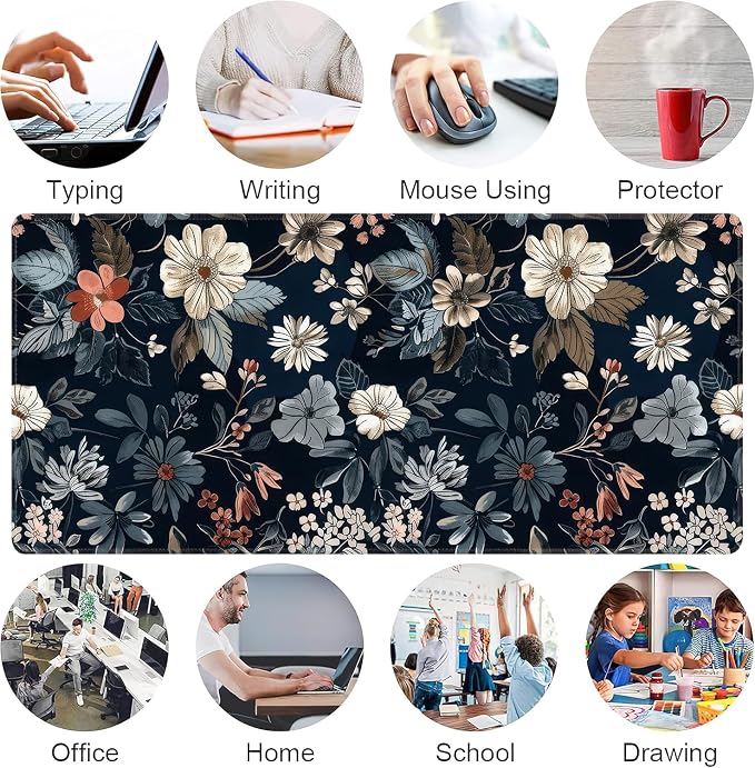 Dark Flower Large Mouse Pad, Gaming Keyboard Desk Pad, Extended Mouse Mat - Image 7