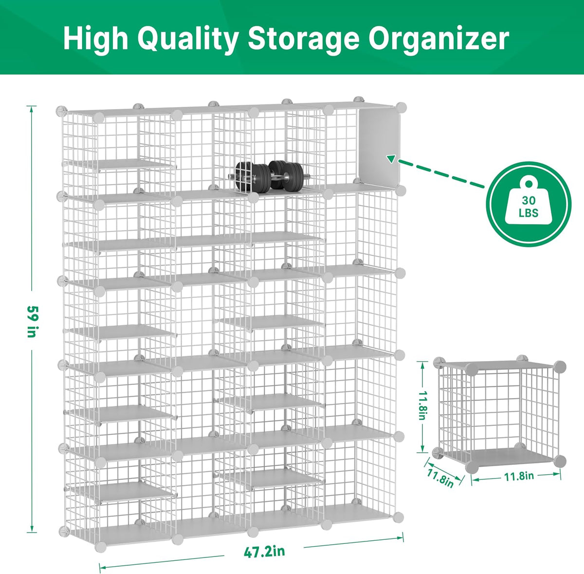 Wire Cube Storage Organizer, 20 Cubes Converted into 23 Cubes, Sturdy