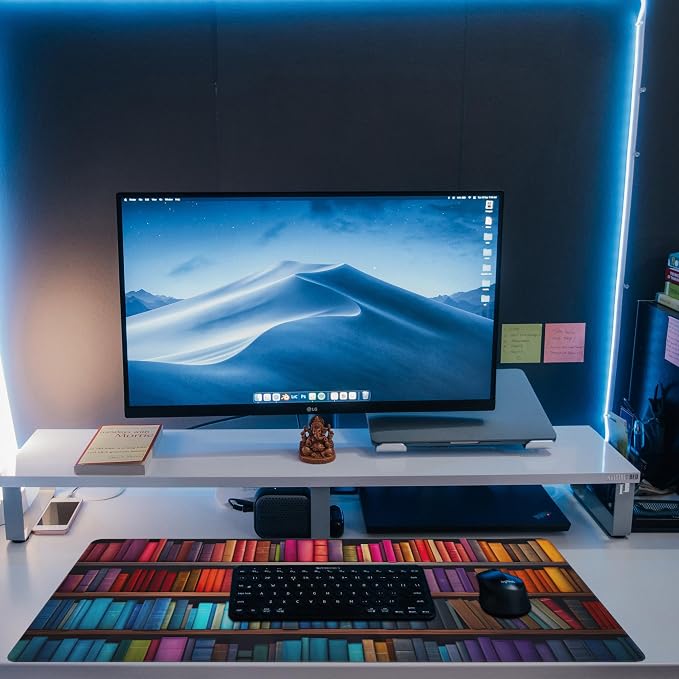 Large Gaming Mouse Pad for Desk, Bookshelves Full of Books Desk Mat, Colorful - Image 6