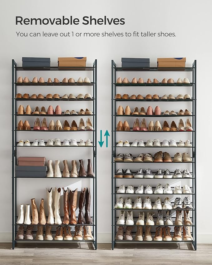 SONGMICS 12-Tier Stackable Shoe Shelf Set, Metal Shoe Storage - Image 4