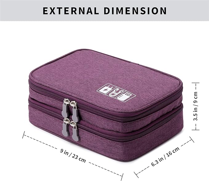 Lanola Travel Cable Organizer Bag, Electronic Accessories Case Portable Double - Image 2