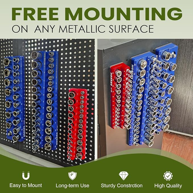 Magnetic Socket Organizer Set, 3/8" & 1/2" Sizes Drive, Socket Holder Holds 143 - Image 5