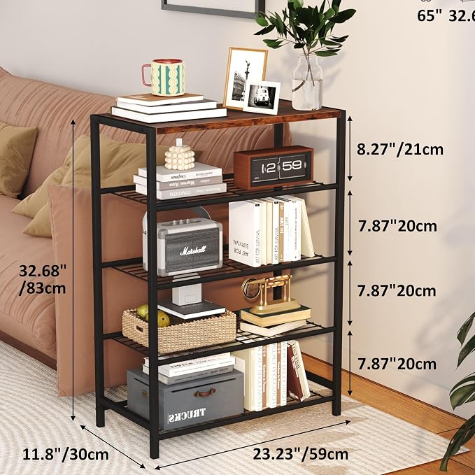 Yusong Shoe Rack Organizer, 5 Tier Industrial Shoe Storage Shelf, Narrow Sturdy - Image 3