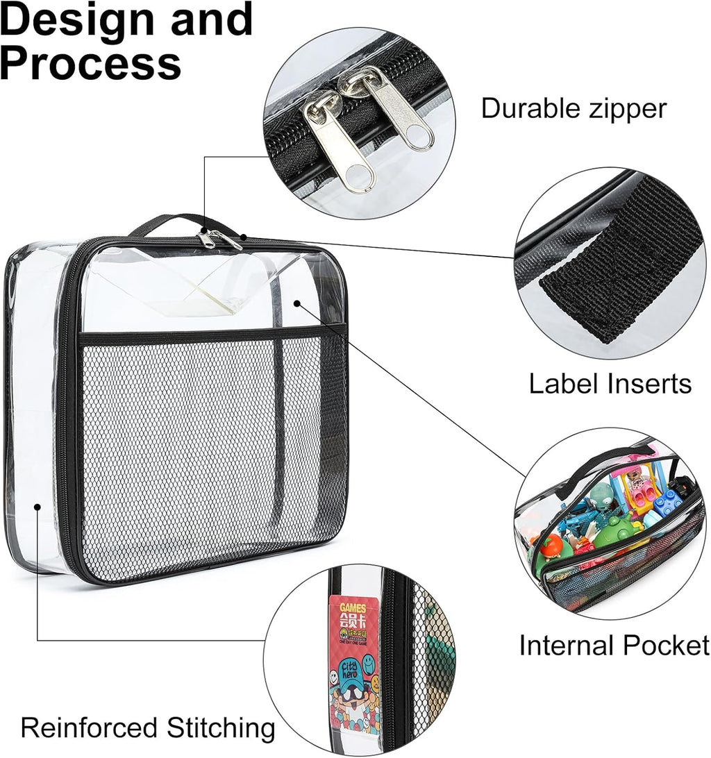 4 Pack Toy Storage Organizer Bags 13.7"L x 2.7"W x 9.7"H | Clear