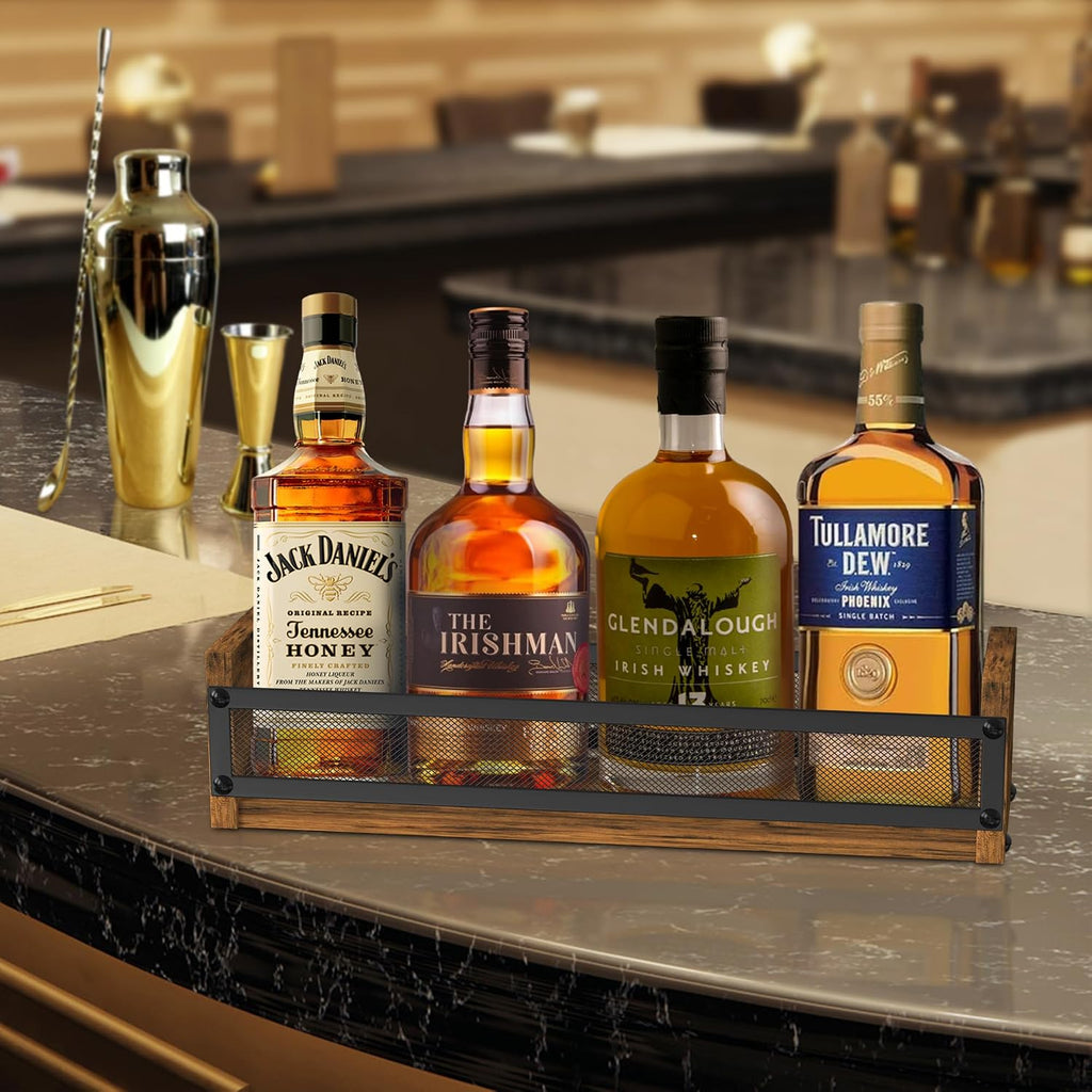 Alyoen Liquor Bottle Display Shelf, Coffee Syrup Rack Organizer