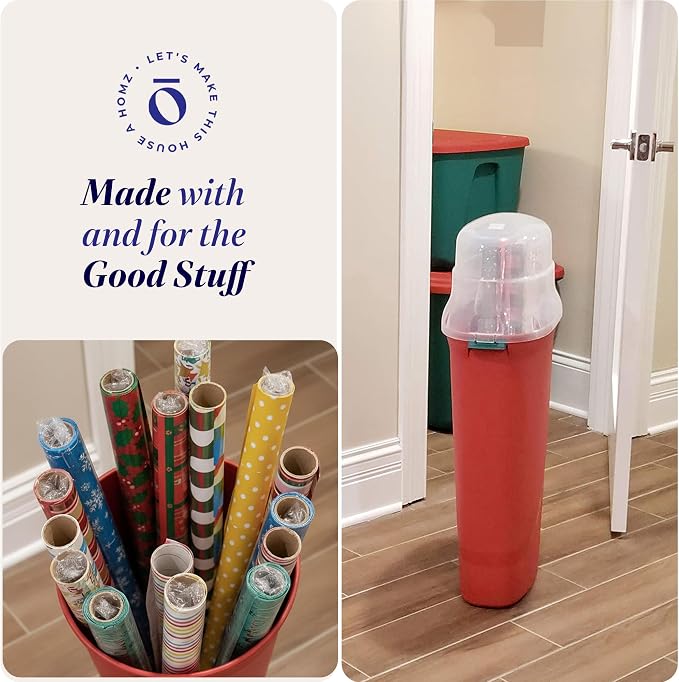 HOMZ 2-Pack Seasonal Holiday, Plastic Vertical Gift Wrap Storage Organizer - Image 6