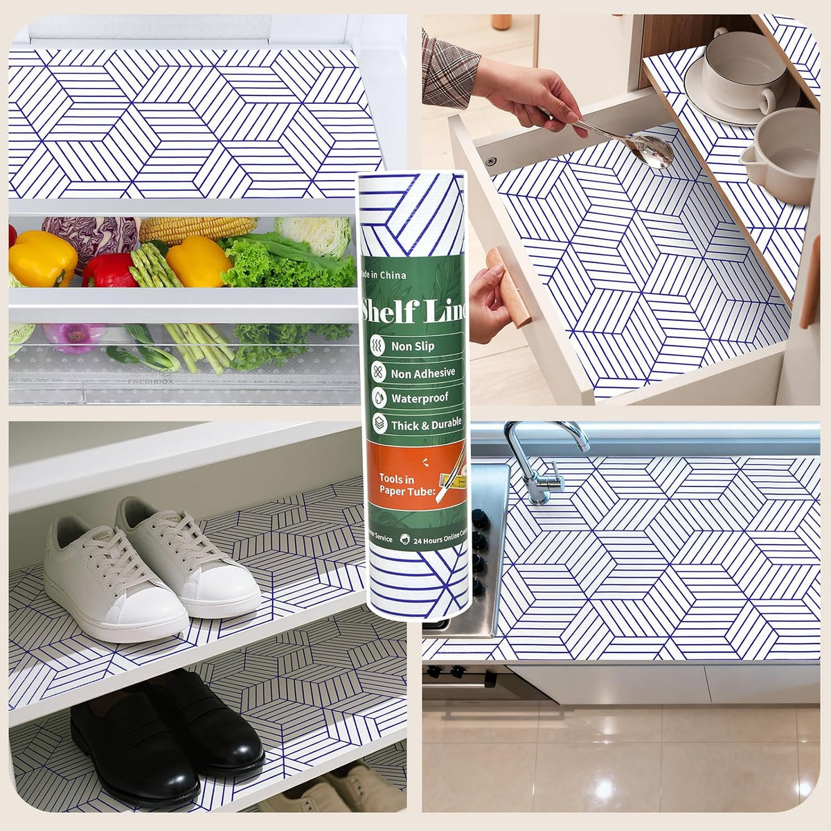 Shelf Liners for Kitchen Cabinets 12in x 20FT, Non Adhesive Cabinet