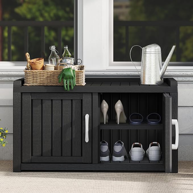 KAMABOKO Outdoor Shoe Storage Cabinet, Waterproof UV-Resistant Entryway Storage - Image 4