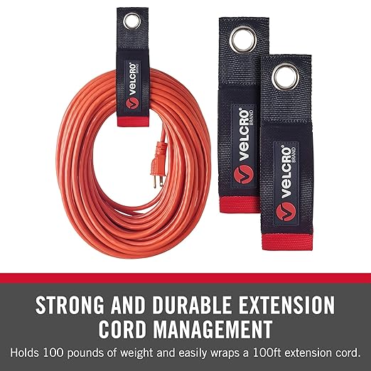 Velcro Brand Easy Hang Extension Cord Organizer Holder | Large 18" Heavy Duty - Image 3