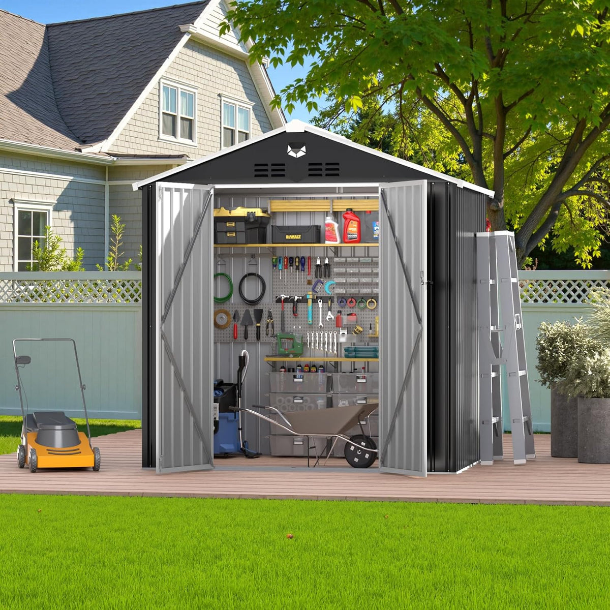 8X6 FT Outdoor Storage Shed, Metal Garden Shed, Storage Tool Sheds