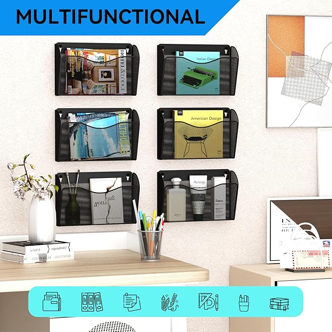 Single Pocket Wall File Holder, Mesh Hanging File Folder Paper Organizer - Image 6