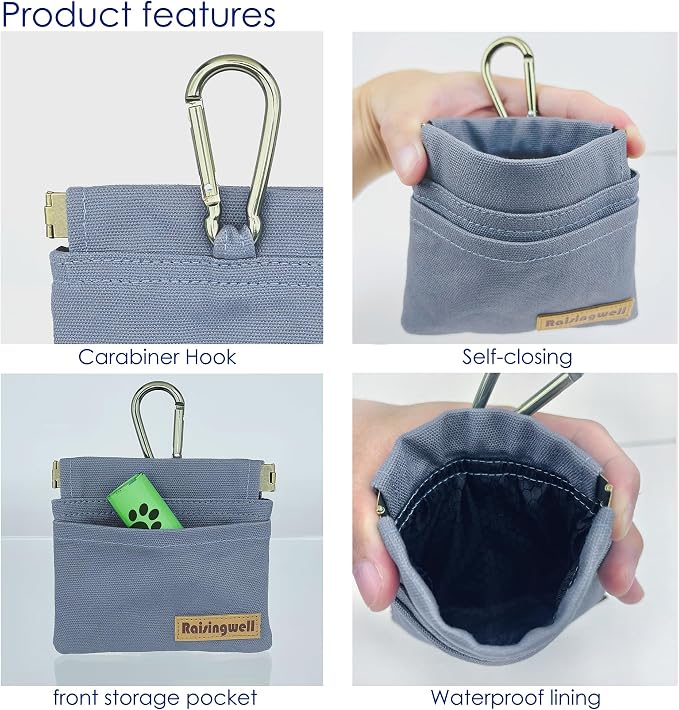 Dog Treat Pouch, Small Cotton Pocket Sized Training Holder, Hand Free Walking - Image 3