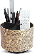 lizimandu Round Leather Art Supply Organizer, Remote Control Holder, 360 Degree by LIZIMANDU