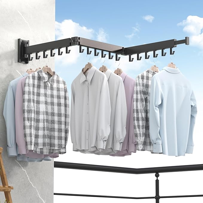 Clothes Drying Rack, Laundry Drying Rack Wall Mount, Space Saver Clothes Rack - Image 3