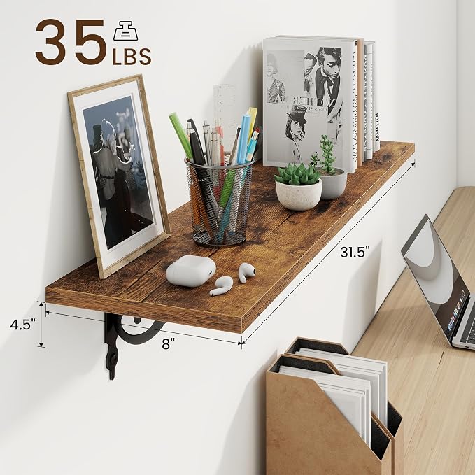 RICHFOCUS Floating Shelves for Wall Decor, 31.5W x 8D Shelves Set of 2 - Image 3