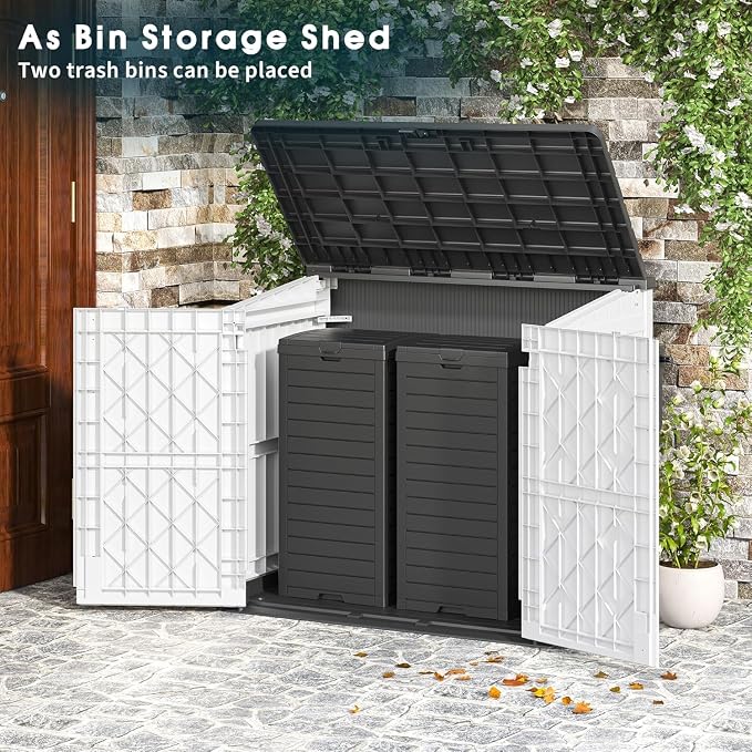 Horizontal Storage Shed, Outdoor Resin Storage Shed 36 Cu. Ft. Garden Extra - Image 4