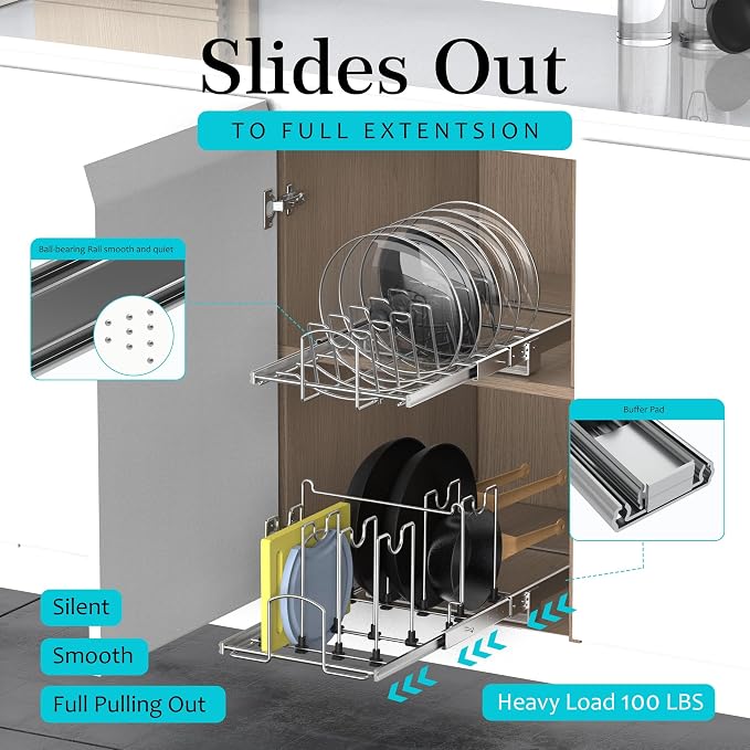 Slide Out Pan and Pot Lid Organizer - Image 4