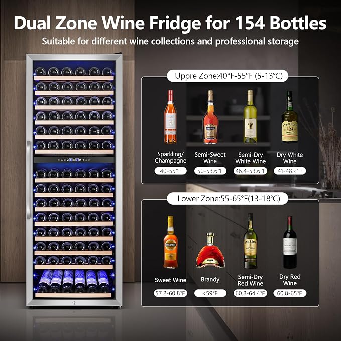 Wine Fridge Freestanding Dual Temperature Zone, Wine Cooler Refrigerator - Image 3