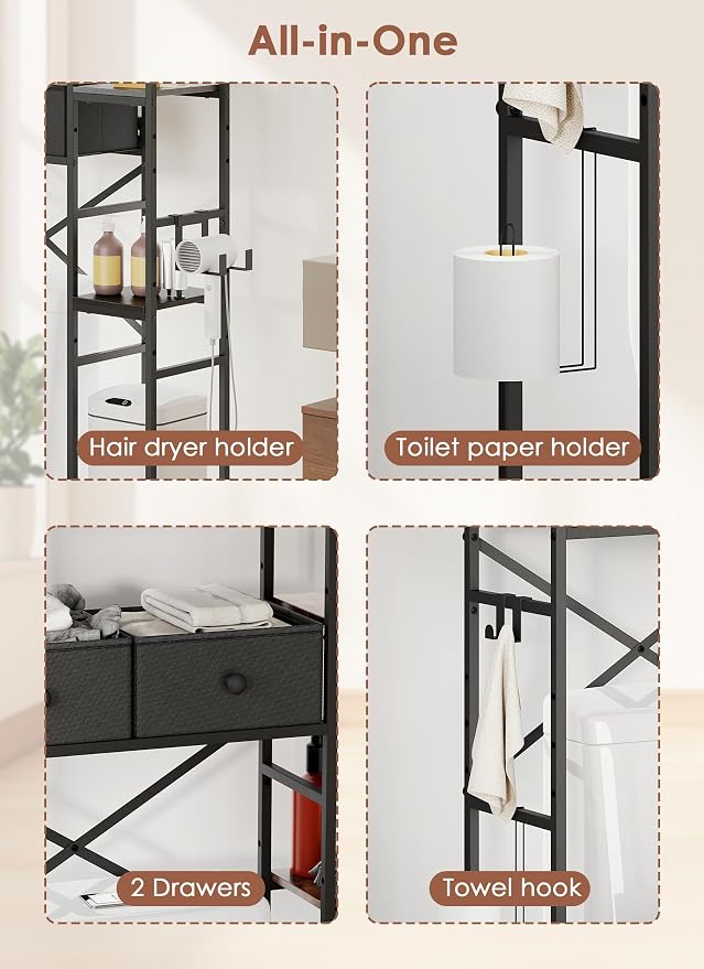 Over The Toilet Storage Rack, 7-Tier Over Toilet Bathroom Organizer - Image 5