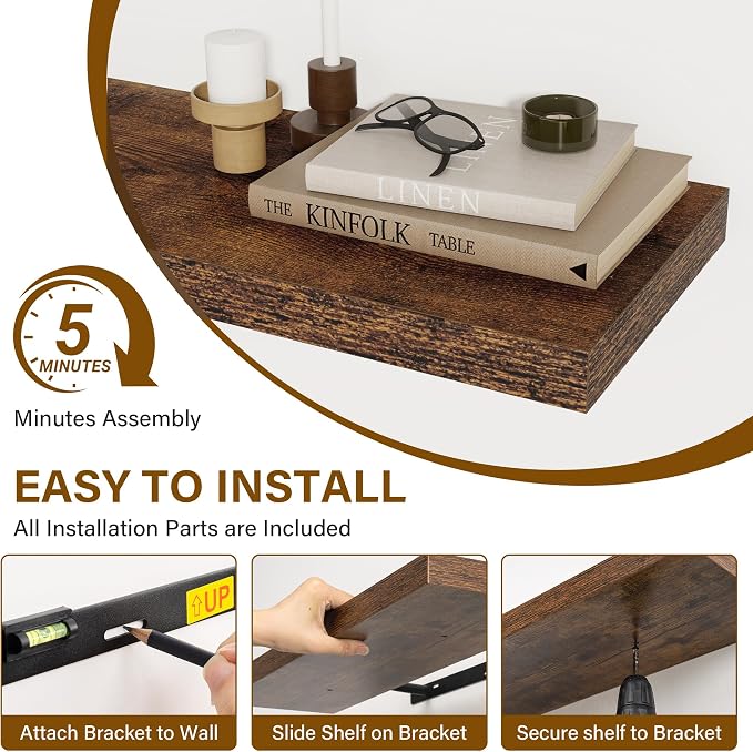 72 Inch Floating Shelves 2 Pack, 8 Inch Deep Floating Shelf Wall Mounted - Image 7