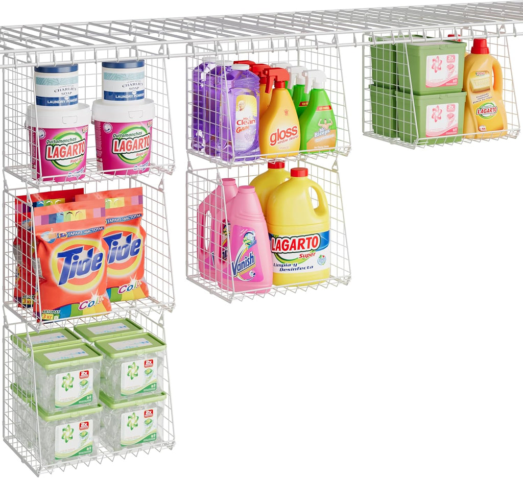3-Pack Extra-Tall 13.6'' Hanging Laundry Basket Organizer, Foldable