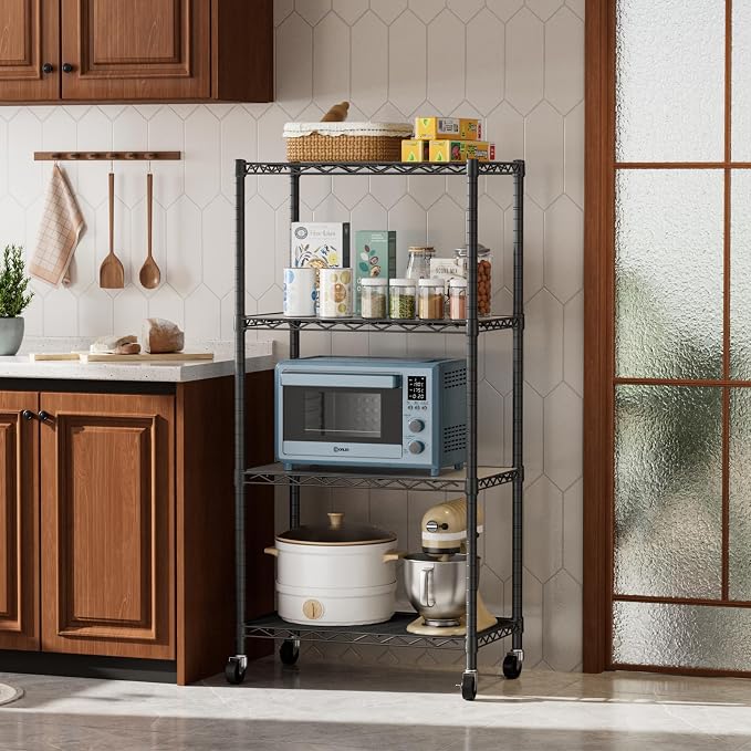 4 Tier Shelves Storage Shelf Wire Closet Bathroom Organizers Metal Pantry - Image 7